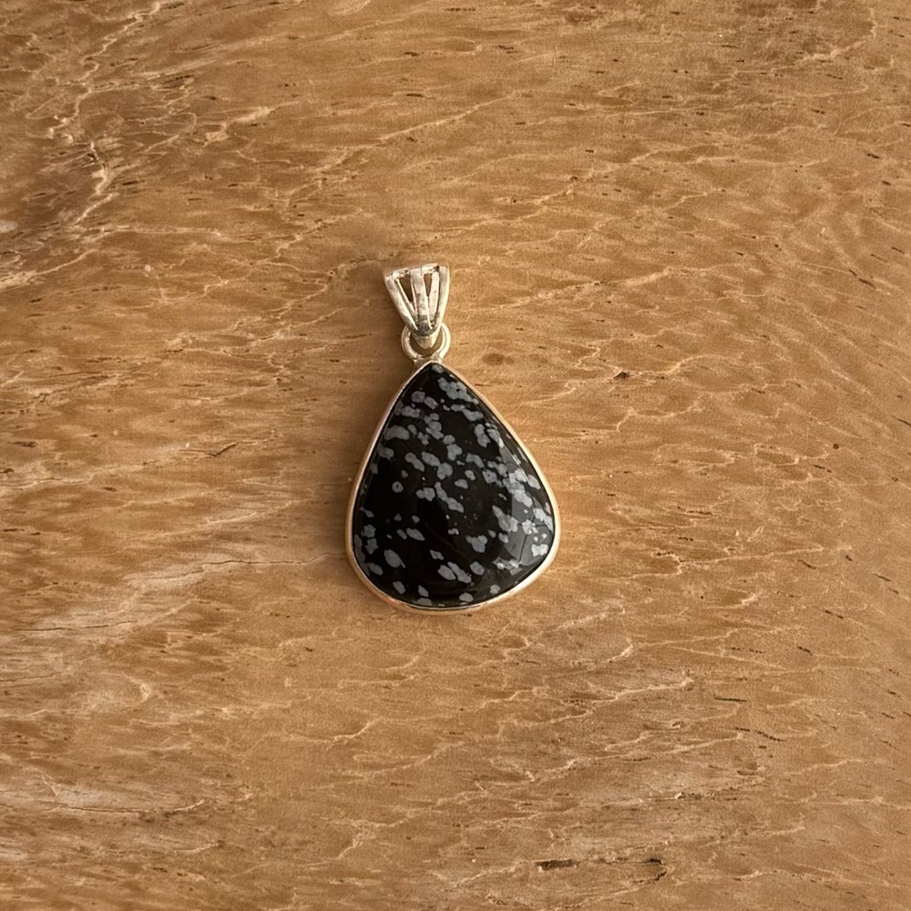 NWOT Sundance Midnight Blizzard Pendant, Snowflake Obsidian, Sterling Silver